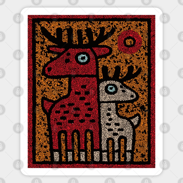 Deer Family Woodland Design – Reindeer Art Print Tee Magnet by TuncGK